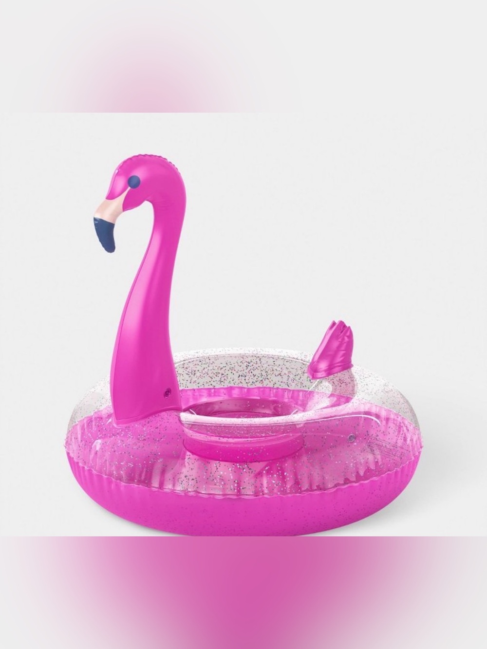 Sun Squad Inflatable Pink Giant Glittet Flamingo Pool Float - 45" long